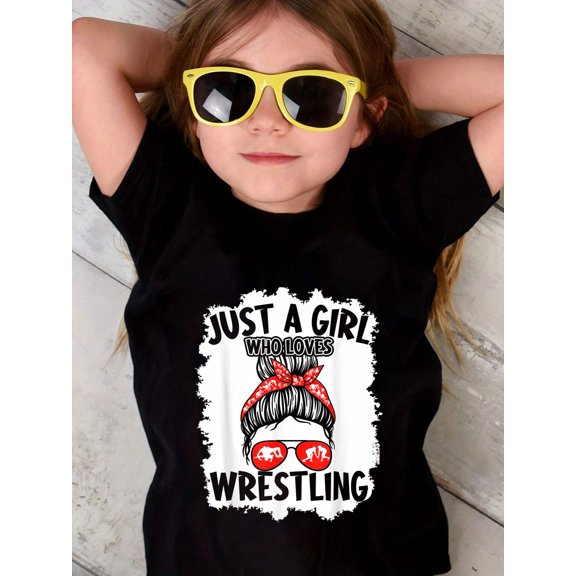 Just A Girl Who Loves Wrestling Wrestler Girls Kids T-Shirt