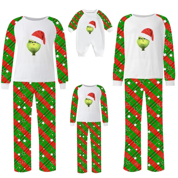 Pijamas navideños a juego Grinch - TKing Fashion 2024 Nuevos conjuntos de pijamas navideños familiares a juego Grinch, pijamas navideños navideños para parejas, adultos y niños, Hombres M