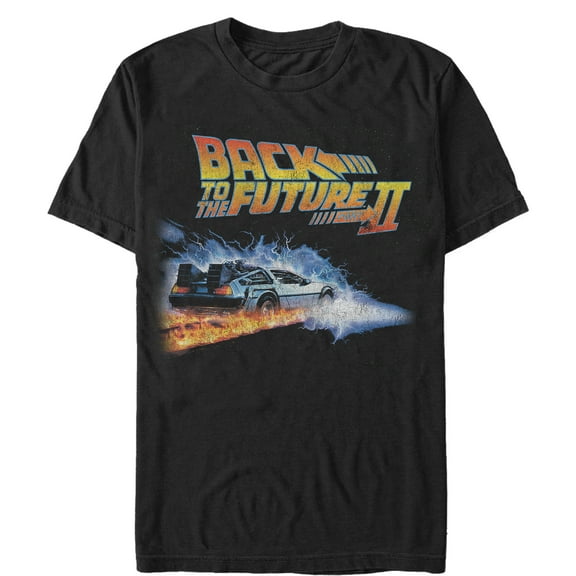 Men's Back to the Future Part 2 Electric DeLorean Graphic Tee Black Small