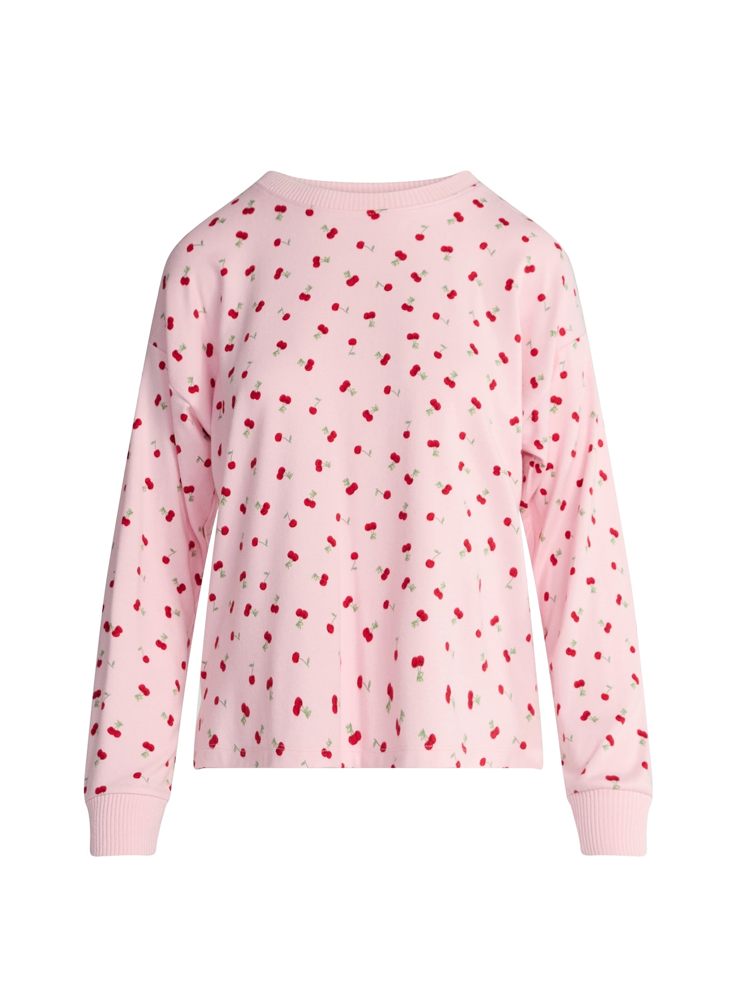 Joyspun Women's Cozy Lounge Collection Hacci Knit Sleep Top with Long Sleeves, Sizes XS-3X
