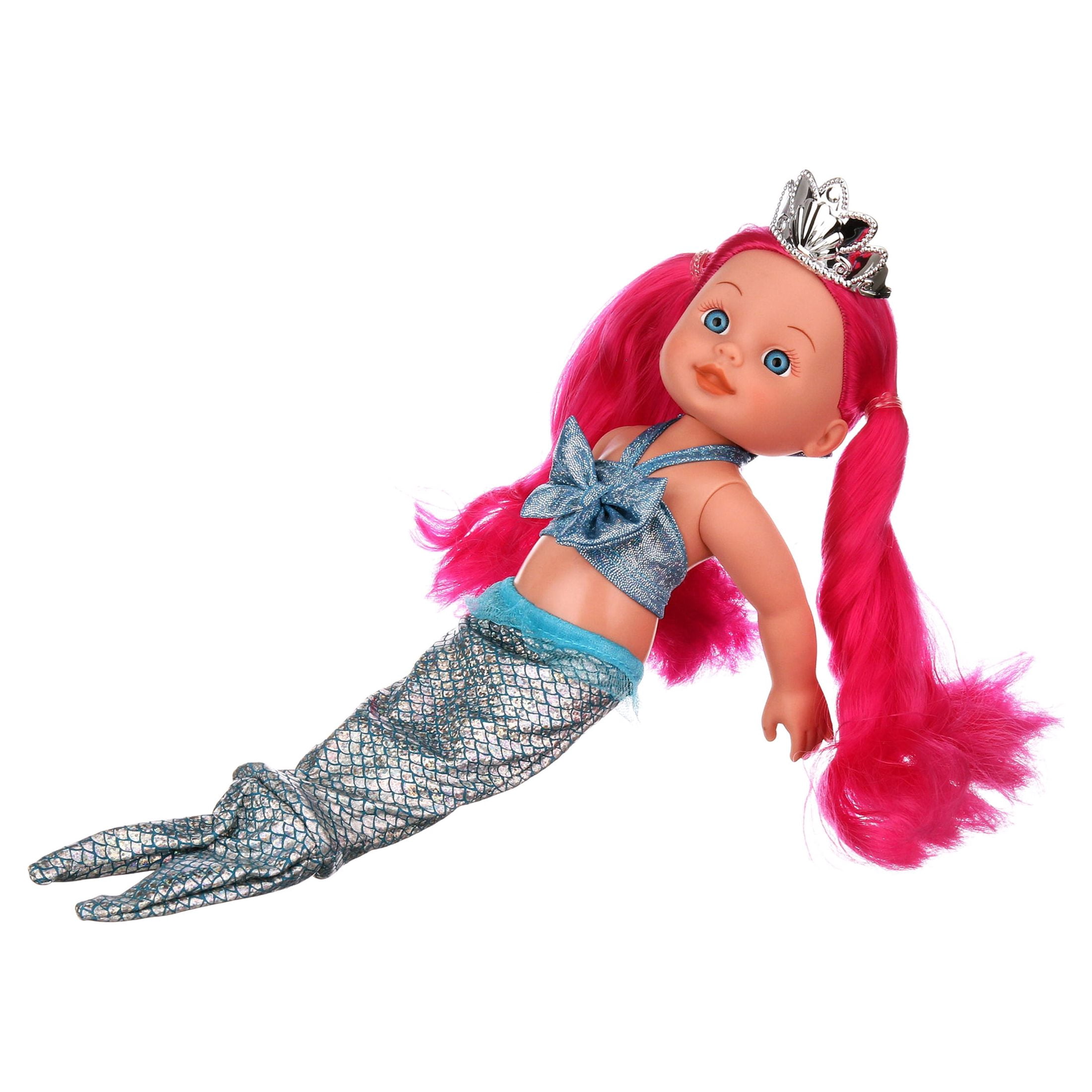Kid Connection Mermaid Baby Doll Play Set, Blue Eyes, Pink Hair, Light Skin Tone