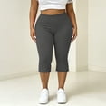 thumbnail image 5 of Yoga Capris for Women Slim Fits Stretch Yoga Athletic Workout Capri Leggings Split Hem Bow Decor Plus Size Cropped Pants, 5 of 9