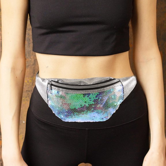 Kitandove Mermaid Sequins Waist Packs Blue 1Pack 10.6x1.2x4.3in