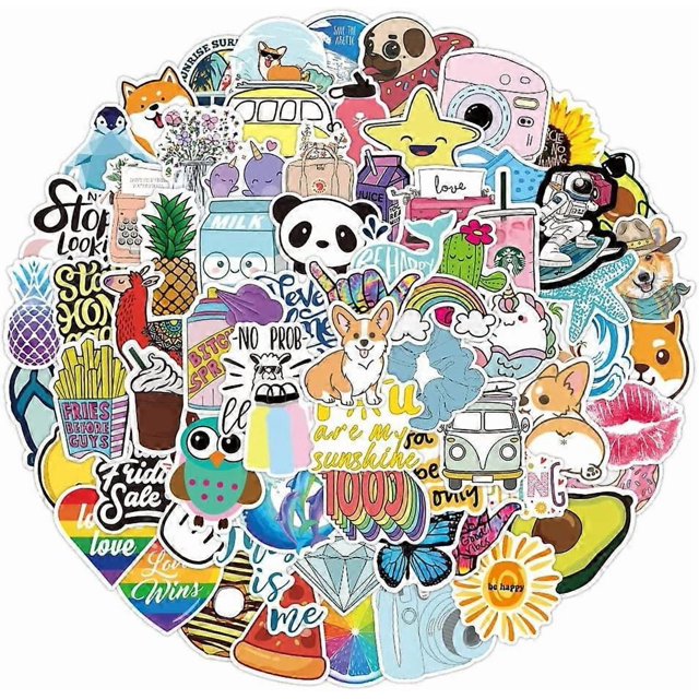100Pcs Cute Stickers Pack, Waterproof Vinyl Aesthetic VSCO Stickers for Hydroflask Water Bottles Laptop Computer Skateboard, Sticker for Kids Teens Gi