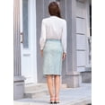 thumbnail image 5 of DARING DIVA Women's Tweed Work Office Midi Pencil Skirts with Pocket Small Light Blue, 5 of 7