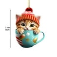 thumbnail image 3 of Lilixerw Christmas Cat in Mug Ornament,Acrylic Cute Pattern Hanging Decoration for Christmas Tree,Festival Party Supplies,Car Home Decor, 3 of 8