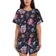 thumbnail image 1 of Balery Roses Flowers Conjunto de Pijama para Mujer con Estampado, Dos Piezas de Manga Corta y Shorts, Ropa de Dormir Suave con Cuello Redondo y Bolsillos-4X-Large, 1 of 6