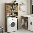 thumbnail image 6 of Over The Toilet Storage Cabinet, Farmhouse Storage Cabinet Over Toilet with Sliding Doors & Toilet Paper Holder Stand，Home Space-Saving Toilet Rack, for Bathroom, Restroom, Laundry, 6 of 7