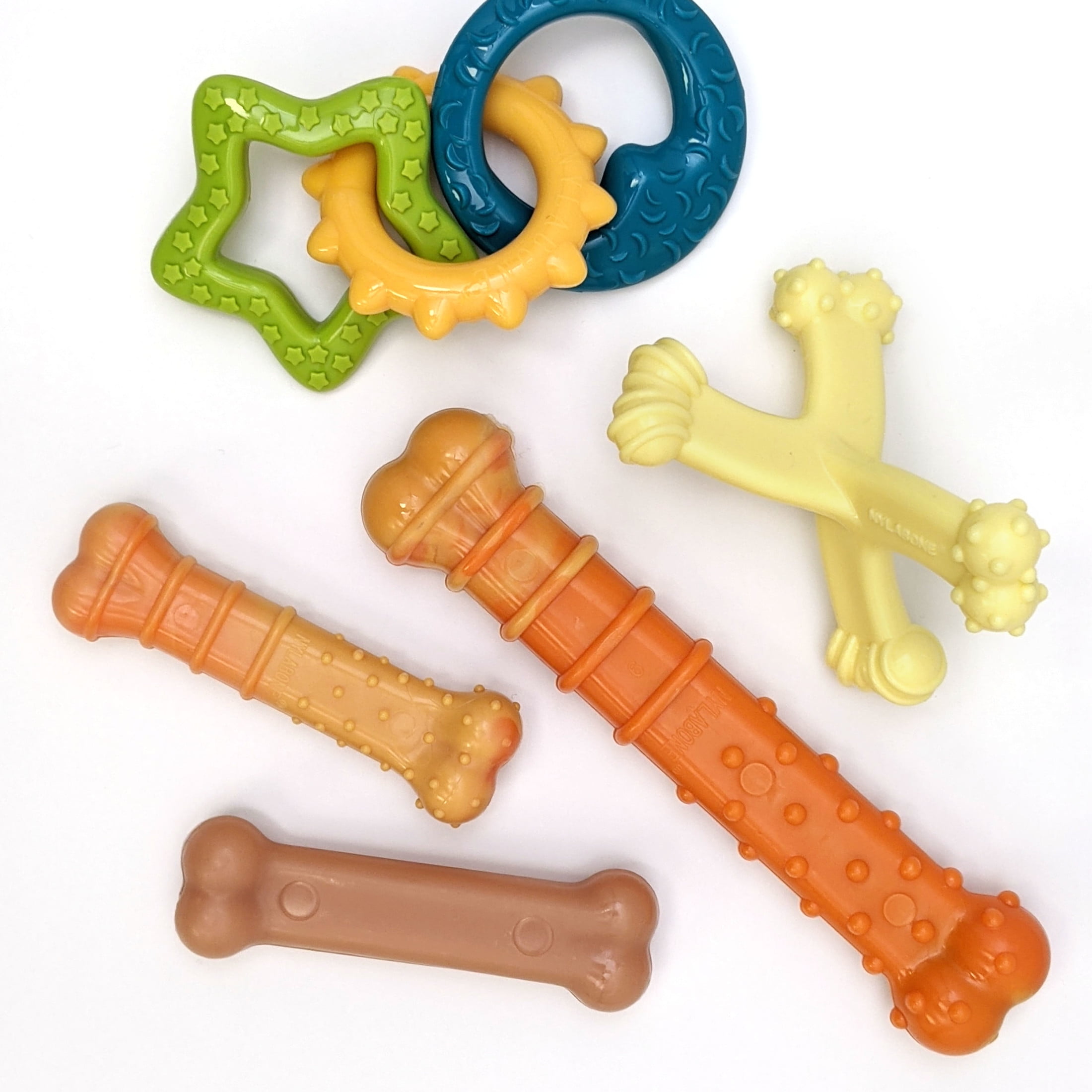 Nylabone Puppy Power Chew Axis Bone Nylon Chew Toy Vanilla Small (1 Count)