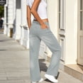 thumbnail image 3 of cocolona Women's Summer Casual Jeans Elastic Waist Straight Wide Leg Denim Pants with Pocket, 3 of 5
