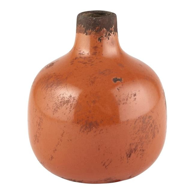 Dark Brown Red White 10 Inch Stone & Beam Modern Ombre Stoneware Home Decor Flower Vase
