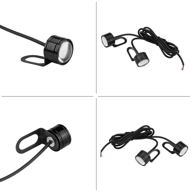 Rétroviseurs Arrière de Moto 2pcs LED Universel Guidon de Moto Rétro-Éclairage Feu de Brouillard de Conduite Blanc