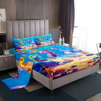 Erosebridal Marine Seahorse Sheet Set Twin,Ocean Animal Bedding Sets Twin Size,Teenager Bedroom Decor,Breathable,3pcs