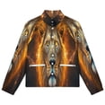thumbnail image 4 of Jackets for Women Winter Coat Jackets Flannel Stand Collar Jacket(Fiery Lion Portrait,Size:S-4XL), 4 of 7