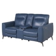 thumbnail image 2 of Sansa Ocean Blue Top Grain Leather Power Reclining Console Loveseat, 2 of 7