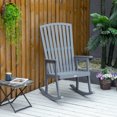 thumbnail image 2 of Outsunny Patio Wooden Rocking Chair, Outdoor Porch Rocker Chair with High back, Smooth Armrests, for Outdoor & Indoor Use, Grey, 2 of 10