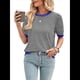 thumbnail image 2 of Suéteres Casuales de Verano para Mujer, con Cuello Redondo, Corta, A Rayas, de Punto con Bloques de Color, de Corte Alto y Moderno Negro y Azul S, 2 of 10