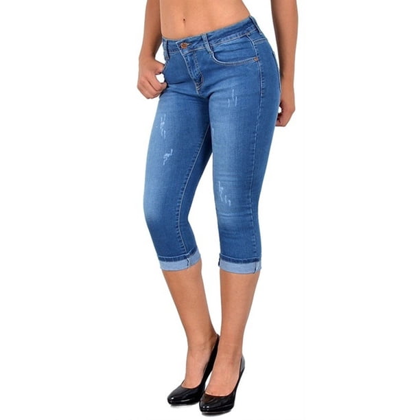 denim skinny fit capris