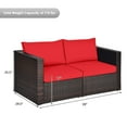 thumbnail image 4 of Gymax 2PCS Rattan Corner Sofa Set Patio Outdoor Furniture Set w/ 4 Red Cushions, 4 of 10