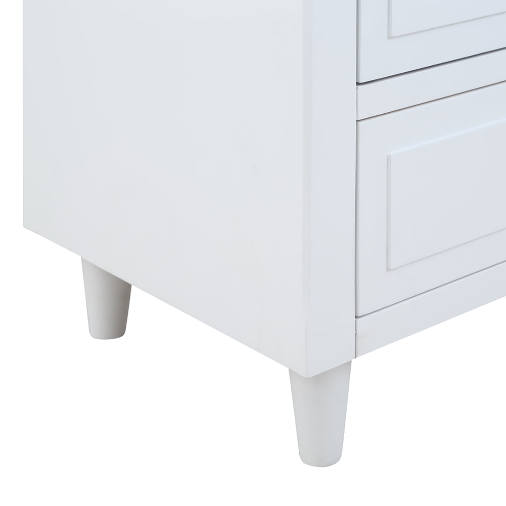 Lowestbest Vertical Storage Cabinet, Side Table and Bedside Table with 3 Drawers, White