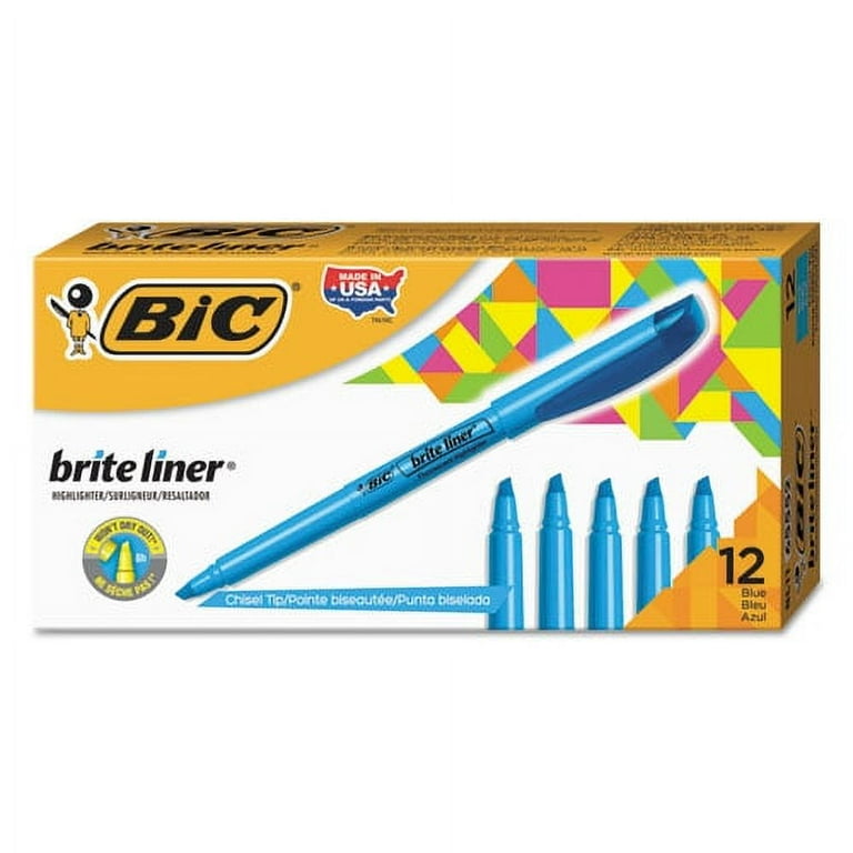 Brite Liner Highlighter, Fluorescent Blue Ink, Chisel Tip, Blue/Black Barrel, Dozen Brite Liner Highlighter, Fluorescent Blue Ink, Chisel Tip, Blue/Black Barrel, Dozen