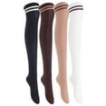 thumbnail image 2 of Meso Women's Big Girl's 4 Pairs Splendid Knee High Cotton Socks Strong, Soft, Cozy, Stylish Suitable for Multiple Activities Size 6-9 M1023 Assorted, 2 of 9