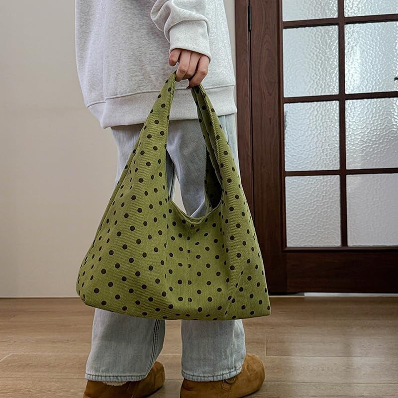 SPEKSEE Polka Dot Hobo Bag for Women Trendy Slouchy Shoulder Bag Soft Handbag Underarm Purse For Work Travel