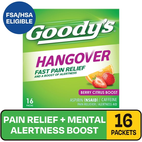 Goody's Powders, Fast Pain Relief & Alertness Boost, Berry Citrus Headache Relief, 16 Stick Powders