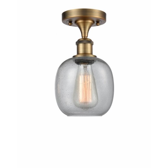 516-1C-BB-G104-LED-Innovations Lighting-Belfast-3.5W 1 LED Semi-Flush Mount in Industrial Style-6 Inches Wide by 11 Inches High Brushed Brass Finish