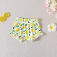 thumbnail image 4 of LIZENG Toddler Girls Summer Casual Clothes Set Short Sleeved Lemon Lettered Shorts and Headgear 3PCS Set for 0 to 18 Months, 4 of 6