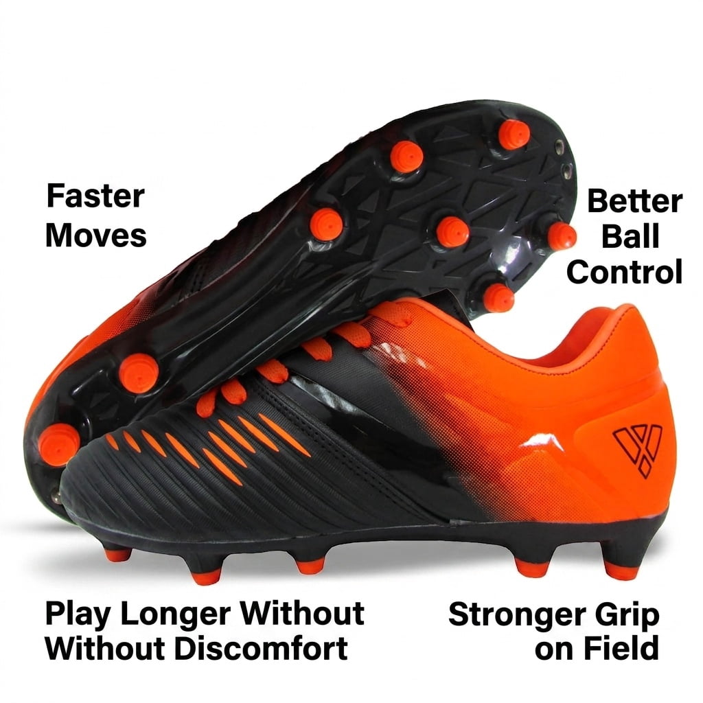 Vizari Liga Firm Ground Soccer Cleats for Kids – Durable, Lightweight, and Comfortable Soccer Shoes for Boys and Girls,Orange,12
