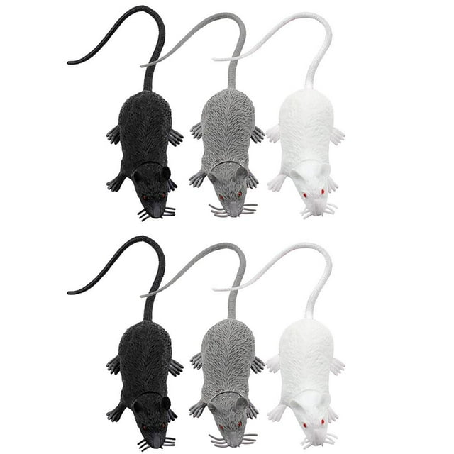 facefd 6Pcs Halloween Realistic Spooky Mice Rats Plastic Artificial Mouse Halloween Prank Props