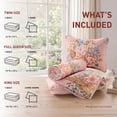 thumbnail image 2 of Regency Heights Quilt Set Full/Queen Size, Blush Floral Bedspread, Reversible Coverlet Set, 3-Piece Quilted Bedding Set with Shams for All Season, 2 of 9