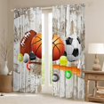 thumbnail image 2 of Homewish Cartoon Football Basketball Black Out Curtains, Rugby Soccer Sports Lover Curtains Pack of 2 (42x63 Each), Teens Kids Boys Girls Bedroom Curtains, Blackout Curtains Bedroom Decor, 2 of 5
