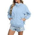 thumbnail image 6 of FDGIU Women's Oversized Hooded Windbreaker Jacket, Full Zip Elastic Cuff Lightweight Casual Coat with Zipper Side Pockets for Hiking Beach Travel Daily Layering, 6 of 8