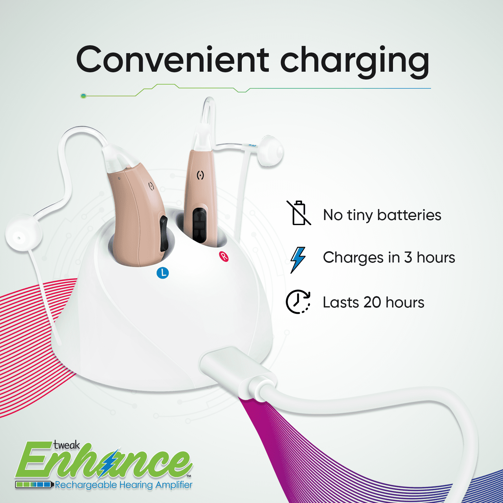 Tweak Enhance OTC Hearing Aid | Premium Audio Performance with Rechargeable Batteries (Single)