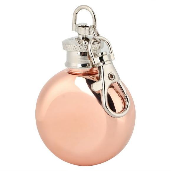 ZOUSSIQI Mini 1oz Stainless Steel Round Small Flagon Wine Jar Whiskey Jug with Key ChainRose Gold JU316-132601