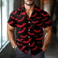 thumbnail image 4 of WTOBBY Men's Graphic Short Sleeve Shirt Casual Loose Fit Halloween Print Party Wear Cotton Blend Crew Neck Tee Holiday Celebration Costume Top,Black L, 4 of 6