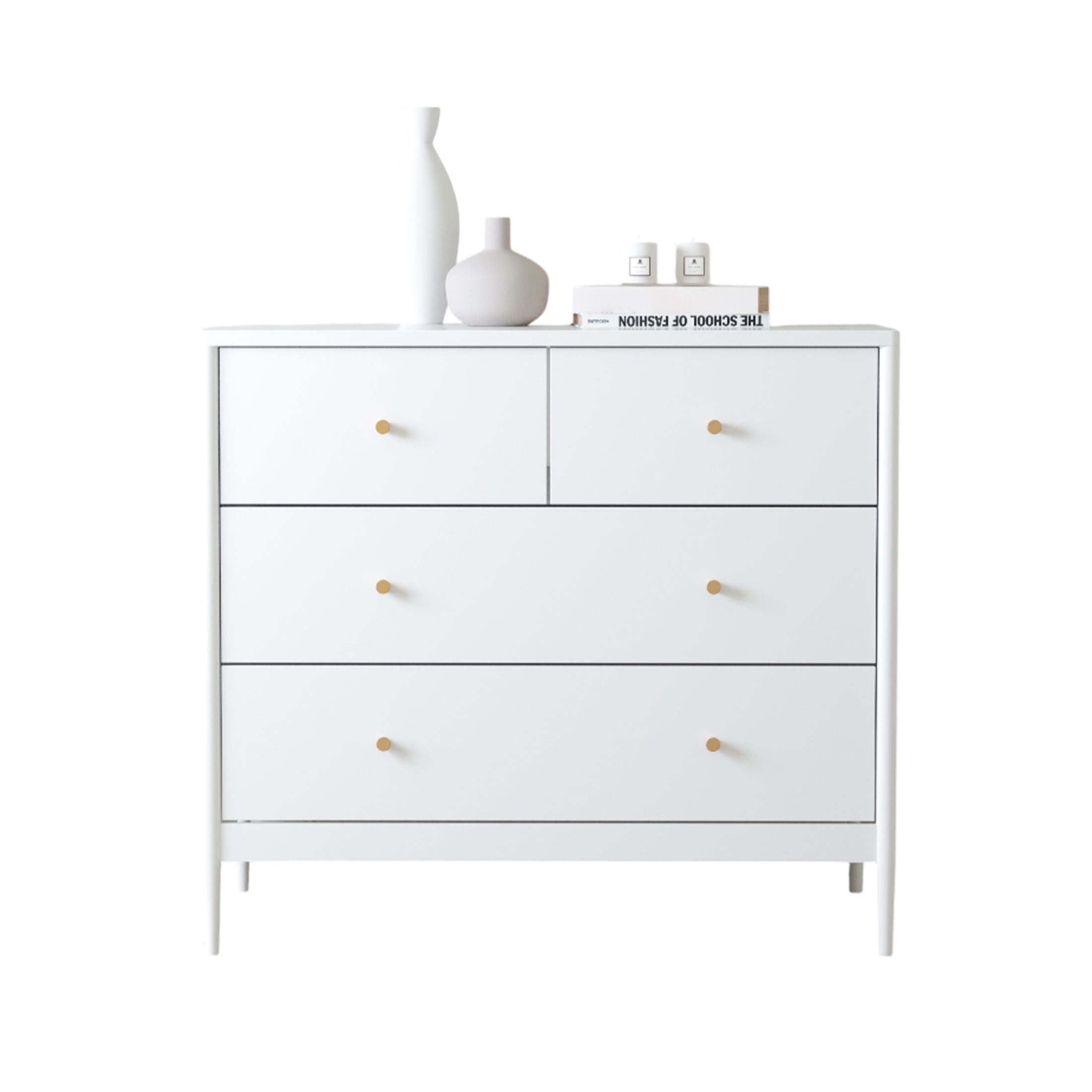 Noble House 35.4" 4-Drawer Kids Dresser, Wooden Nursery Storage Cabinet with Anti-Tip Kit for Bedroom or Closet, White