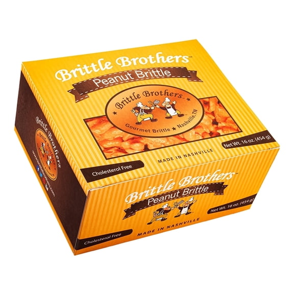 Brittle Brothers Peanut Brittle - 16 oz. Box : Voted #1 - 4xs more Nuts - Nashville Whiskey Bourbon Peanut Brittle Pecan Cashew Candy Snack Mothers Day Fathers Christmas Valentines Day Graduation Co