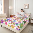 thumbnail image 4 of Homewish Kawaii Vintage Flowers 4pcs Bed Sheets For Boys Girls,Colorful Floral Blossoms King Sheets,Spring Garden Super Cozy Sheet Set,Luxury Bedroom Decor, 4 of 7