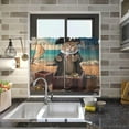 thumbnail image 6 of FREEAMG 36 Inch Length Kitchen Curtains Pirate Captain Cat 2 Panels Half Window Sheer Curtains Rod Pocket Farmhouse Short Drapes for Bathroom Cafe Basement, 6 of 7