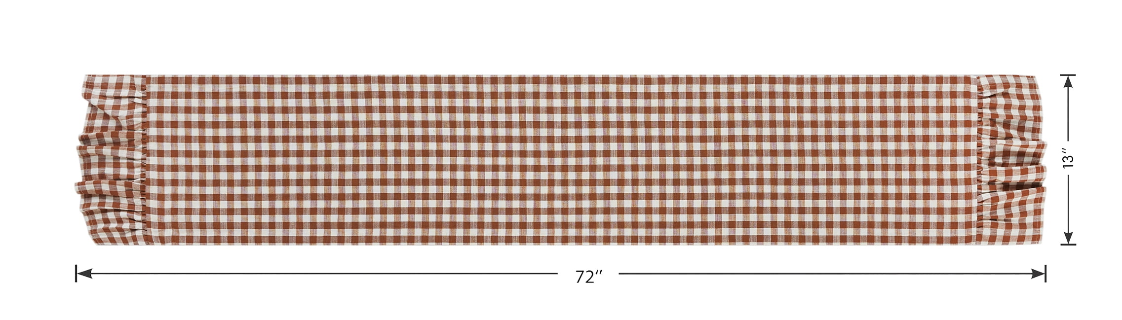 Harvest Gingham Ruffle 13" x 72" Table Runner - 100% Cotton, Rust Orange