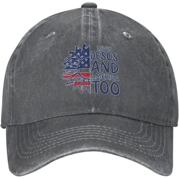 Loves Jesus and America Too Hat for Men Women 4th of July Independence Day Hat Patriotic American Baseball Cap Black