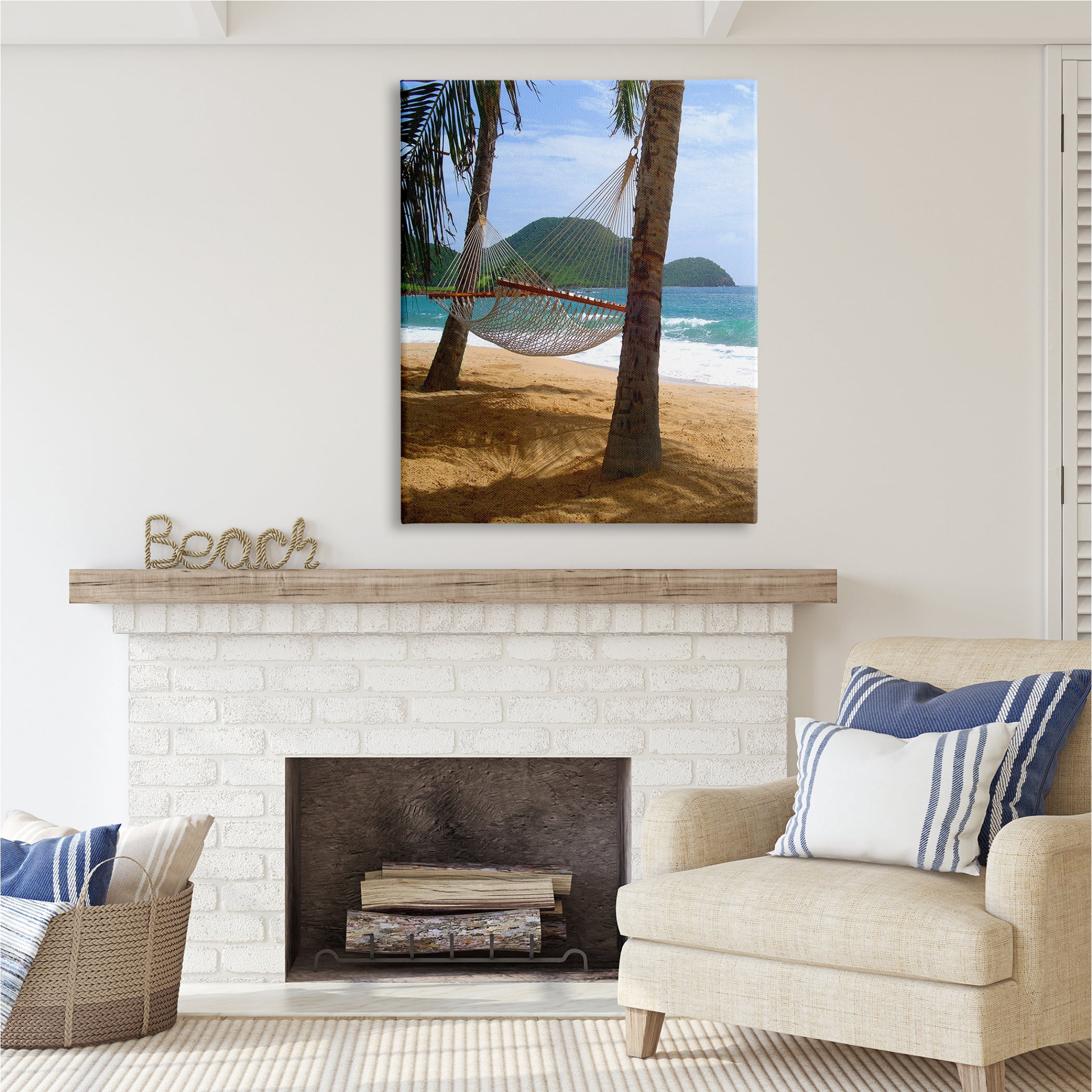 Stupell Industries Hammock on Palm Trees Nature Photography Gallery Wrapped Canvas Print Wall Art, 36 x 48
