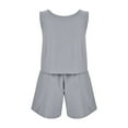thumbnail image 5 of Conjunto de pantalones cortos sin mangas de cintura alta para mujer: ajuste holgado informal, dos piezas para primavera/verano, estilo versátil para la playa/vacaciones, 5 of 5