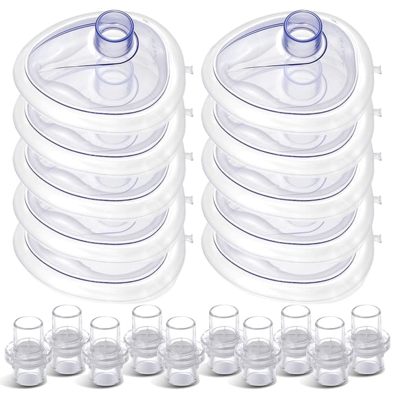 Primacare RS-6847 Adult CPR Training Masks, Pack of 10 Masks and One-Way Valves