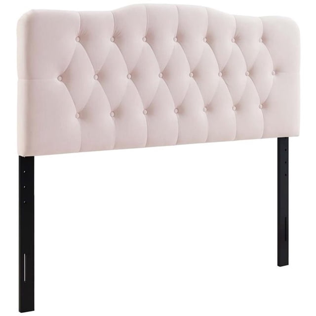 Pemberly Row Tête de Lit Grand en Velours de Performance Capitonné à Losanges, Rose