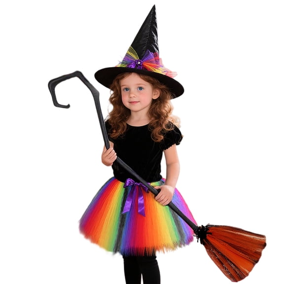 Halloween Colorful Witch Dress with Hat for Halloween Party Dress Up Clothes Themed Party Role Play Pretend Play