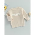 thumbnail image 3 of Bagilaanoe Toddler Baby Girl Boy Knitted Sweater Long Sleeve Letter Embroidery Pullover 6M 12M 24M 3T 4T 5T 6T Kids Warm Jumpers Tops Fall Loose Knitwear, 3 of 8